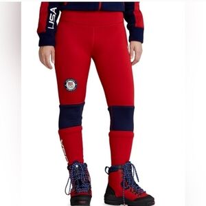 2022 Polo Ralph Lauren Sz Med Olympic Team Leggings Red Made In Usa